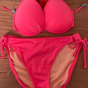Victoria's Secret Pink Bikini Set with Adjustable Ties